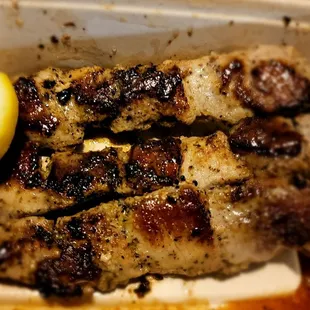 Pork skewers. So tender and flavor filled.