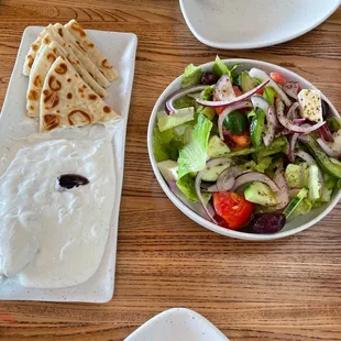 Tzatziki and Greek salad