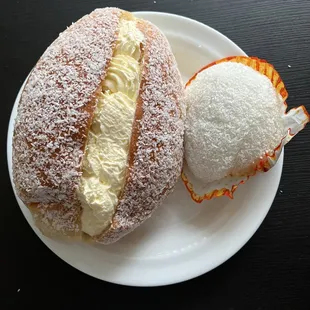 coconut cream bun red bean snow ball