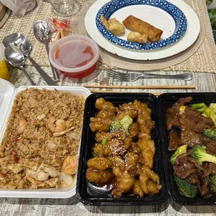 Family Fried Rice, Sesame Chicken, Beef &amp; Broccoli