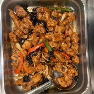 a close up of a tray of food