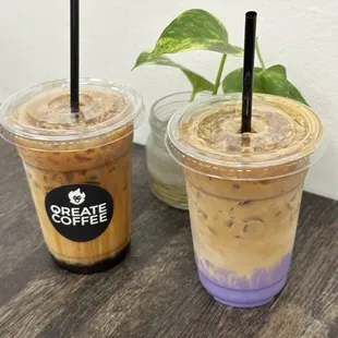 Tiger Coffee and Taro Latte.