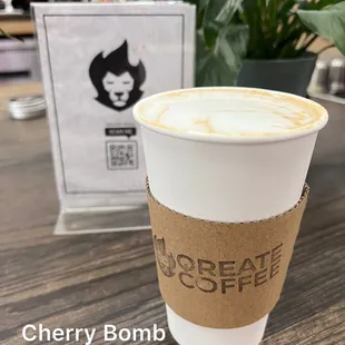 Cherry Bomb (Cherry White Chocolate Latte $5.95)