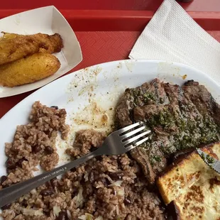 Special churrasco with chimichurri wirh Sweet Fried Plantain with queso frito