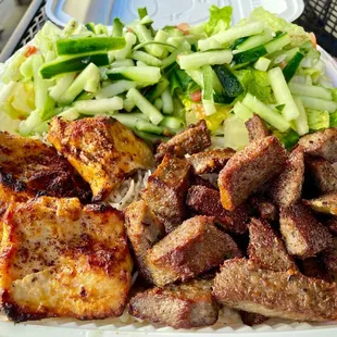 Combo Platter with Extra Salad  substituted for Pita Bread  ($18.75)