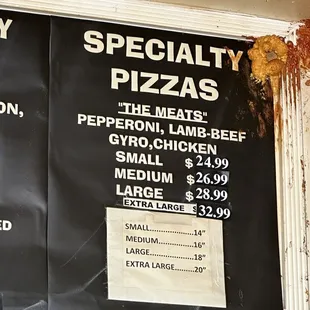 specialty pizzas menu