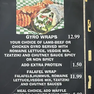 gyro wraps menu