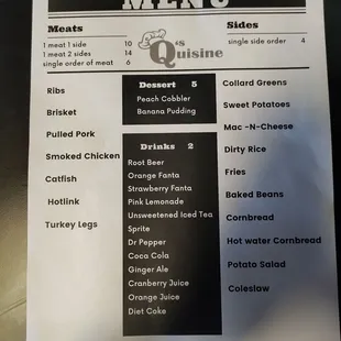 menu