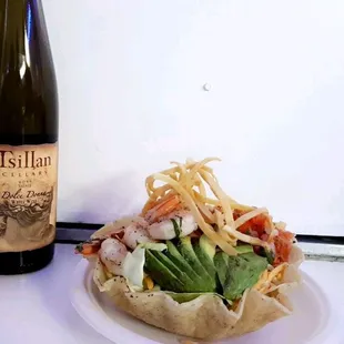 Special for Tsillian cellars paired with their dolce Donna wine shrimp burrito bowl the mango chipotle dressing