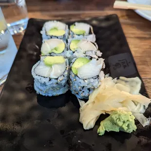 a plate of sushi