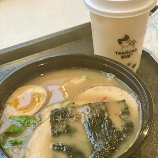 Tonkotsu Miso Ramen and Jasmine Milk Green Tea Bubble Tea