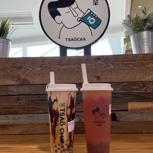 Brown Sugar Milk Tea and Peach Green Tea