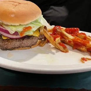 Burger and fries