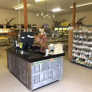 a grocery store with a cash register