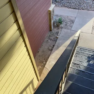Landscaping is minimal. Stairs get icy in winter if facing north.