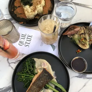 Food: Cauliflower ala pancha , Atlantic salmon, duck breast   Drinks: goodbye kiss, surfers on acid