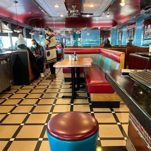 the interior of a diner