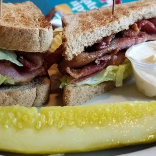 Extra Bacon BLT on Wheat Toast  Chips n pickle