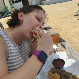 Me devouring an Italian hoagie