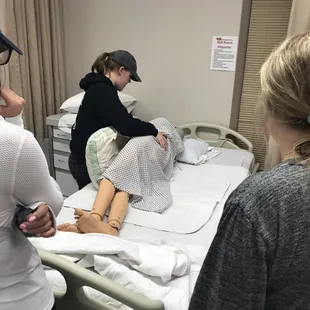 Practicing skills in our 8-bed training room