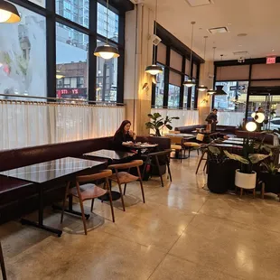 a woman sitting at a table