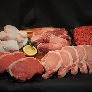 raw meat on a cutting board