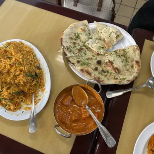 Shrimp Biryani and tikka masala