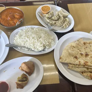 2 Vegetable Samosa Chicken Tikka Masala Plain Naan Plain Rice Vegetable MoMo (8pcs)