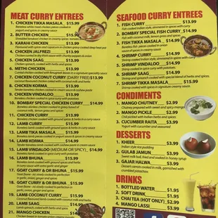 Menu as of January 2023
