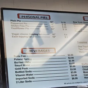 a menu for the restaurant