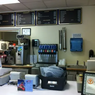 counter and menus