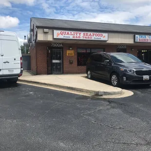 The front of the building located in a shopping center