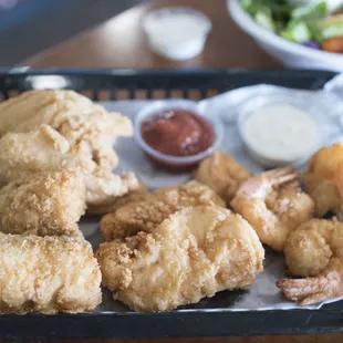 Cod, catfish, and shrimp