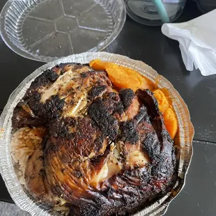 Small Jerk Chicken with Sweet Potato and Rice &amp; Beans