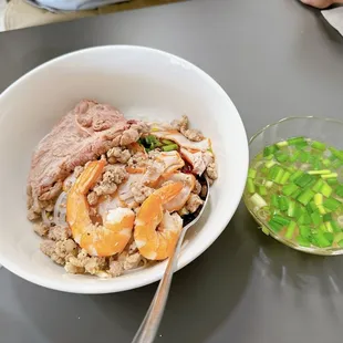 a bowl of food and a bowl of soup