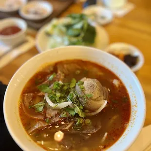 a bowl of soup on a table