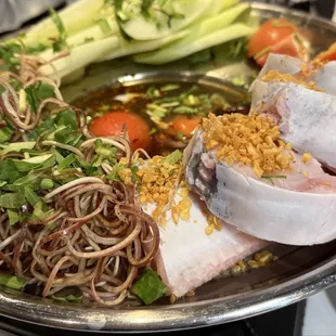 Hot and Sour Hot Pot W/ Catfish &amp; Banana Blossoms