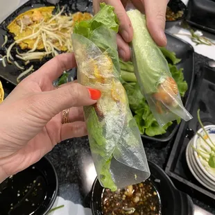 Made the rolls with rice paper