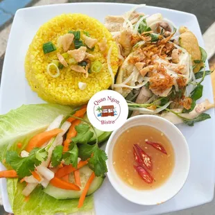 a plate of asian food