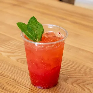 Strawberry, Raspberry &amp; Mango lemonade made with fresh fruit puree, made in-house!