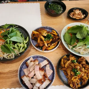 Bánh ướt toppings. We picked heo quay, heo nướng, and gà nướng.