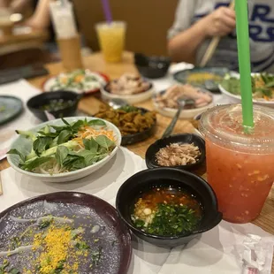 Banh Uot Plate with Fixings! Strawberry, Raspberry Mango Lemonade