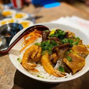a bowl of food on a table