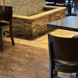 tables and chairs in a restaurant