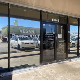 Entrance says Vegan Restaurant