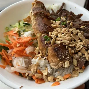 310. BUN BO NUONG + CHA GIO BUN VERMICELLI NOODLE SALAD with grilled beef and eggrolls