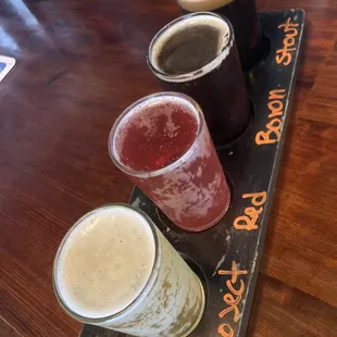 Flight of 4 - 2 seltzers, brown and stout