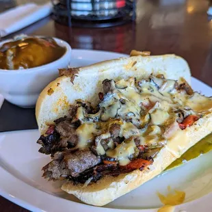 Nice green chile philly - unbelievably good mashed potatoes, though