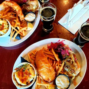 Shepherds pie, fish n chips, bangers n mash