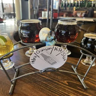 Gutsy helping with a flight of various beers